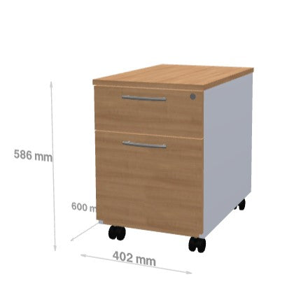 Caisson Mobile avec Poignée 2 Tiroirs