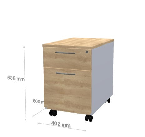 Caisson Mobile avec Poignée 2 Tiroirs