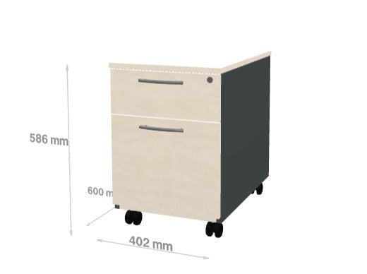 Caisson Mobile avec Poignée 2 Tiroirs