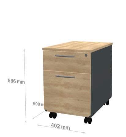 Caisson Mobile avec Poignée 2 Tiroirs