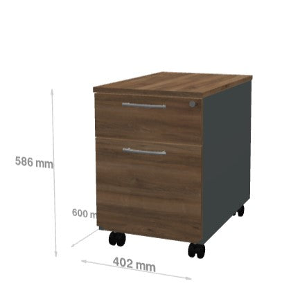 Caisson Mobile avec Poignée 2 Tiroirs