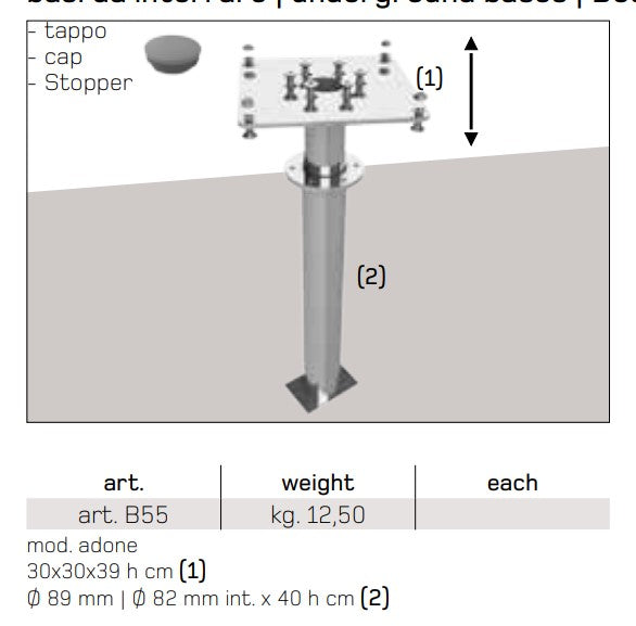 Parasol Adone 450x450cm CREMA