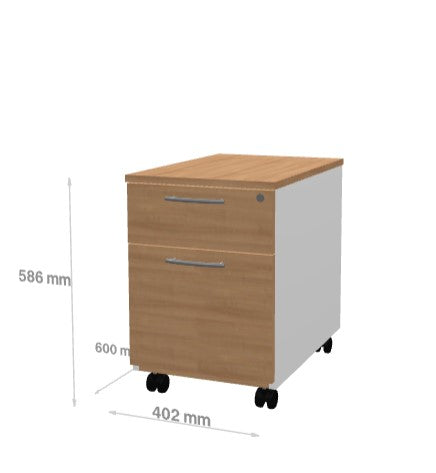Caisson Mobile avec Poignée 2 Tiroirs