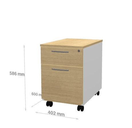 Caisson Mobile avec Poignée 2 Tiroirs