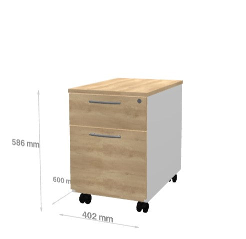Caisson Mobile avec Poignée 2 Tiroirs