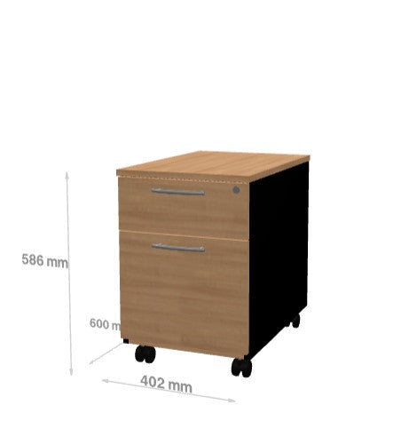 Caisson Mobile avec Poignée 2 Tiroirs