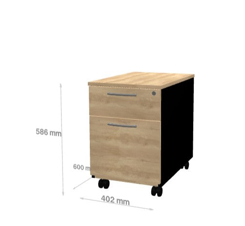 Caisson Mobile avec Poignée 2 Tiroirs