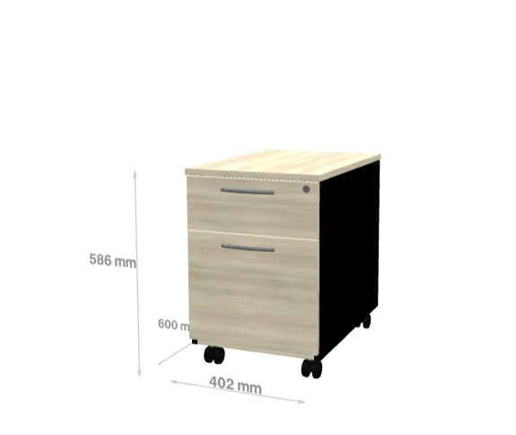Caisson Mobile avec Poignée 2 Tiroirs