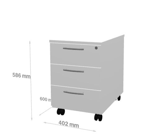 Caisson Mobile avec poignée 3 tiroirs MDD
