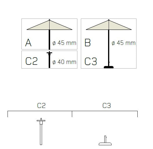 Parasol Eos Ø 300 cm CREMA